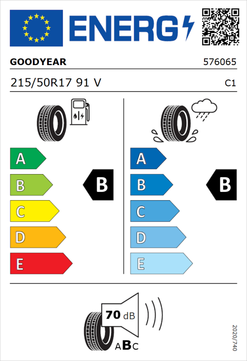 Tyre Label for Goodyear EfficientGrip Performance 215/50R17 91V