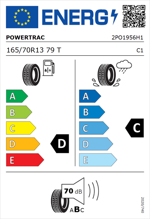 Tyre Label for Powertrac Adamas H/P 165/70R13 79T