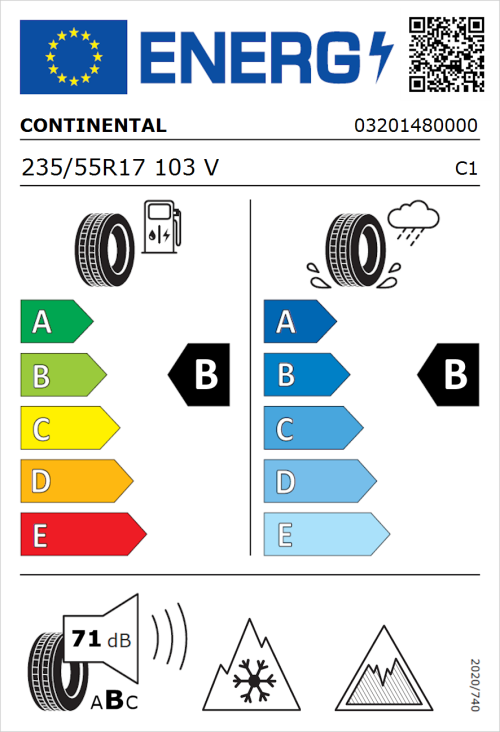 Tyre Label for Continental AllSeasonContact 2 235/55R17 103V